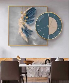 60*60 Cm Green Crytsall Porsalein Painting With Led Light And Clock 50*50 Cm 
